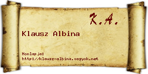 Klausz Albina névjegykártya